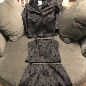 Three piece formal skirt set halter jacket skirt